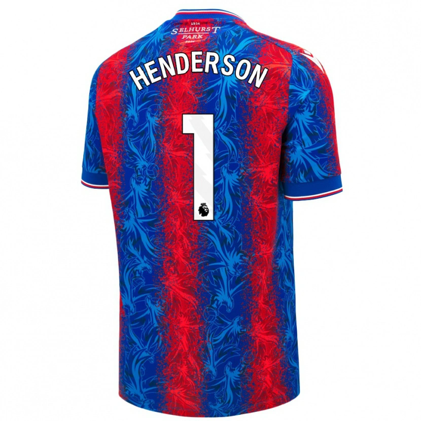 Danxen Kvinder Dean Henderson #1 Røde Blå Striber Hjemmebane Spillertrøjer 2024/25 Trøje T-Shirt