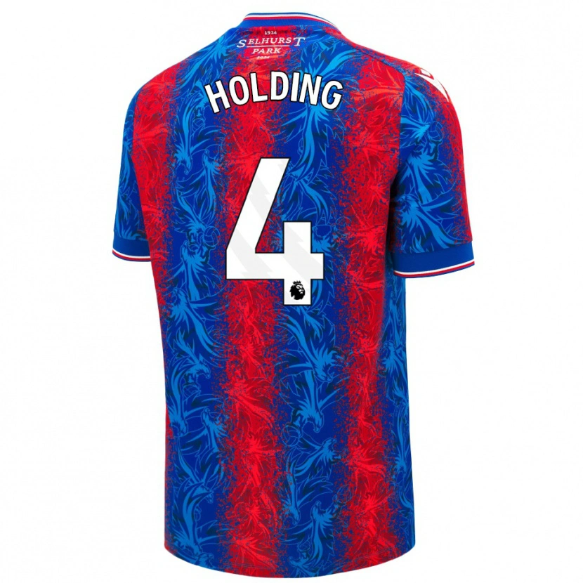 Danxen Kvinder Rob Holding #4 Røde Blå Striber Hjemmebane Spillertrøjer 2024/25 Trøje T-Shirt