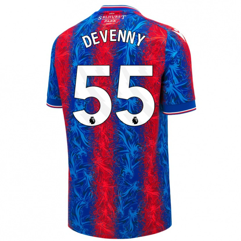 Danxen Kvinder Justin Devenny #55 Røde Blå Striber Hjemmebane Spillertrøjer 2024/25 Trøje T-Shirt