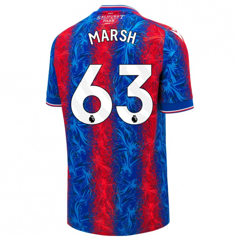 Danxen Kvinder Zach Marsh #63 Røde Blå Striber Hjemmebane Spillertrøjer 2024/25 Trøje T-Shirt