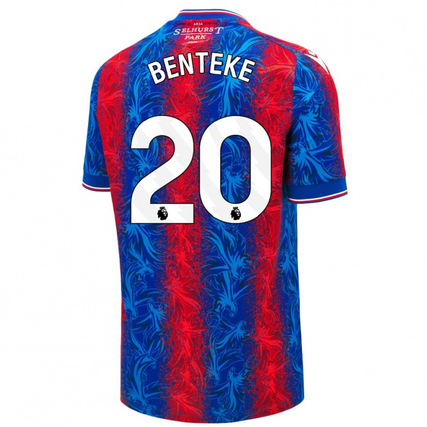 Danxen Kvinder Christian Benteke #20 Røde Blå Striber Hjemmebane Spillertrøjer 2024/25 Trøje T-Shirt