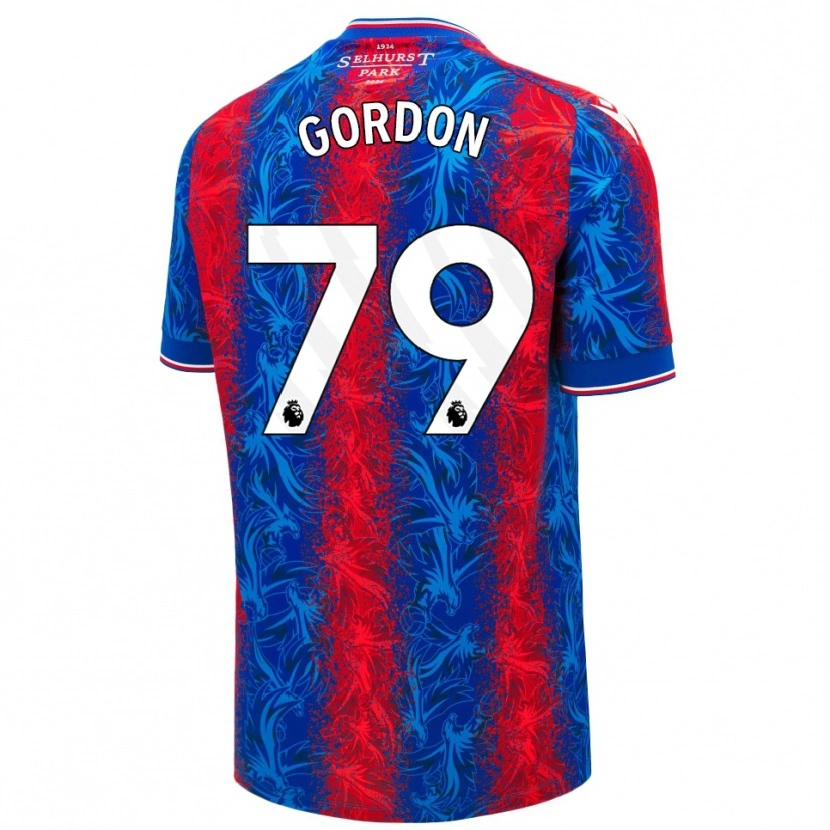 Danxen Kvinder John-Kymani Gordon #79 Røde Blå Striber Hjemmebane Spillertrøjer 2024/25 Trøje T-Shirt
