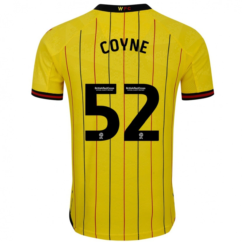 Danxen Kvinder Aidan Coyne #52 Gul Sort Hjemmebane Spillertrøjer 2024/25 Trøje T-Shirt