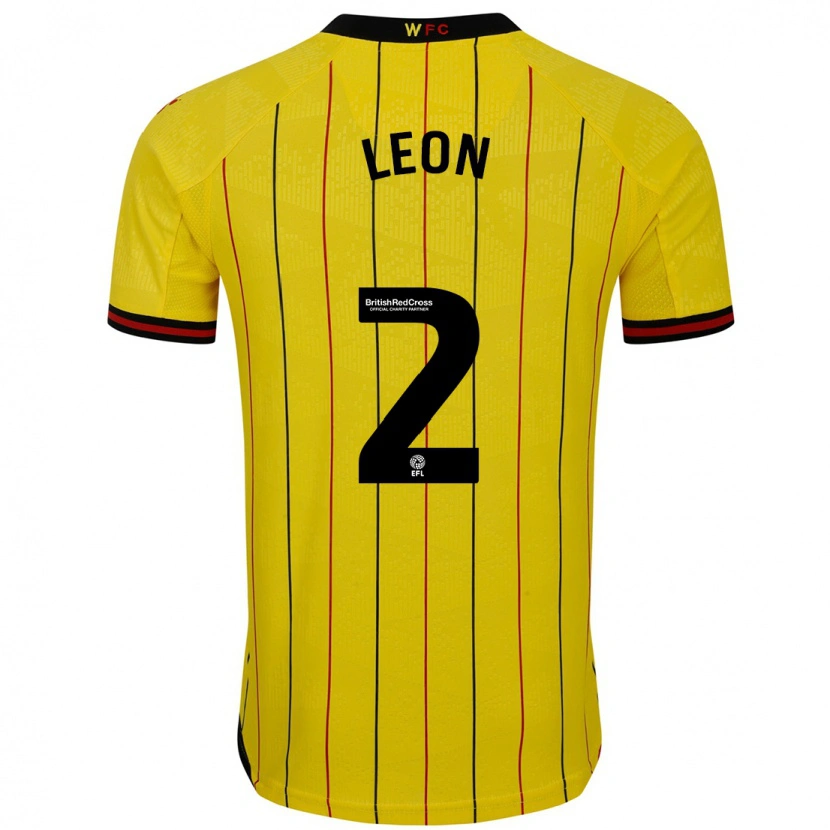 Danxen Kvinder Lucía León #2 Gul Sort Hjemmebane Spillertrøjer 2024/25 Trøje T-Shirt