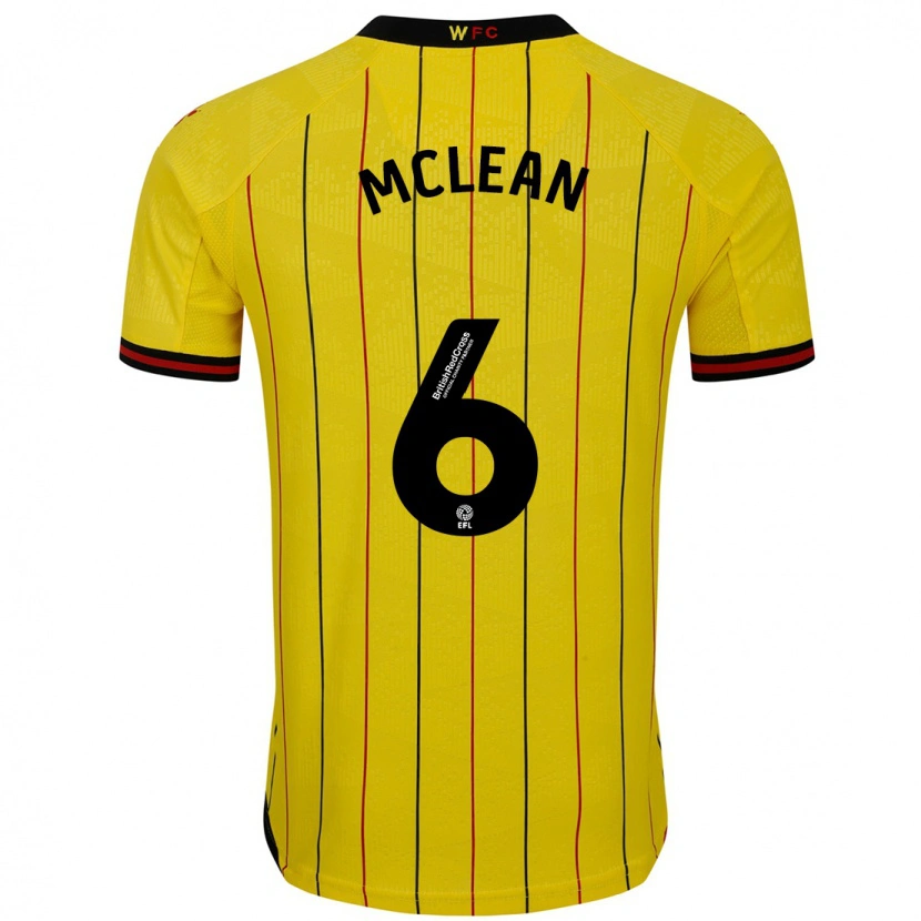Danxen Kvinder Sophie Mclean #6 Gul Sort Hjemmebane Spillertrøjer 2024/25 Trøje T-Shirt