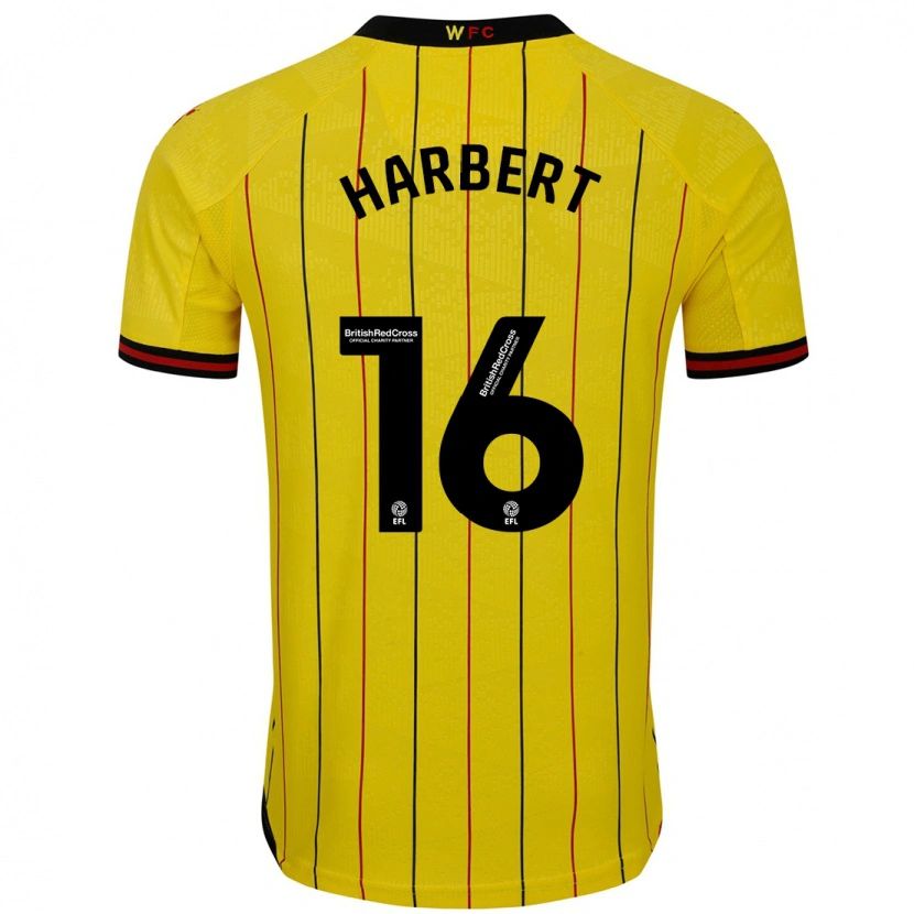 Danxen Kvinder Laila Harbert #16 Gul Sort Hjemmebane Spillertrøjer 2024/25 Trøje T-Shirt