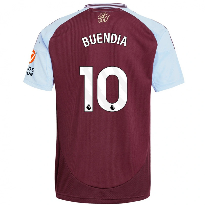 Danxen Kvinder Emiliano Buendía #10 Burgund Himmelblå Hjemmebane Spillertrøjer 2024/25 Trøje T-Shirt
