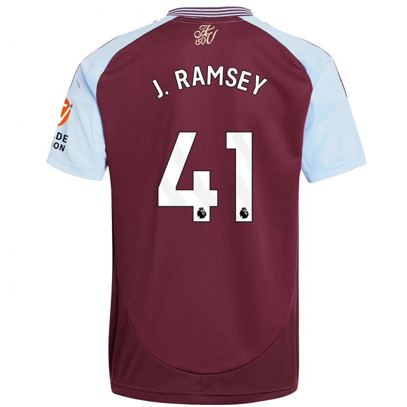 Danxen Kvinder Jacob Ramsey #41 Burgund Himmelblå Hjemmebane Spillertrøjer 2024/25 Trøje T-Shirt