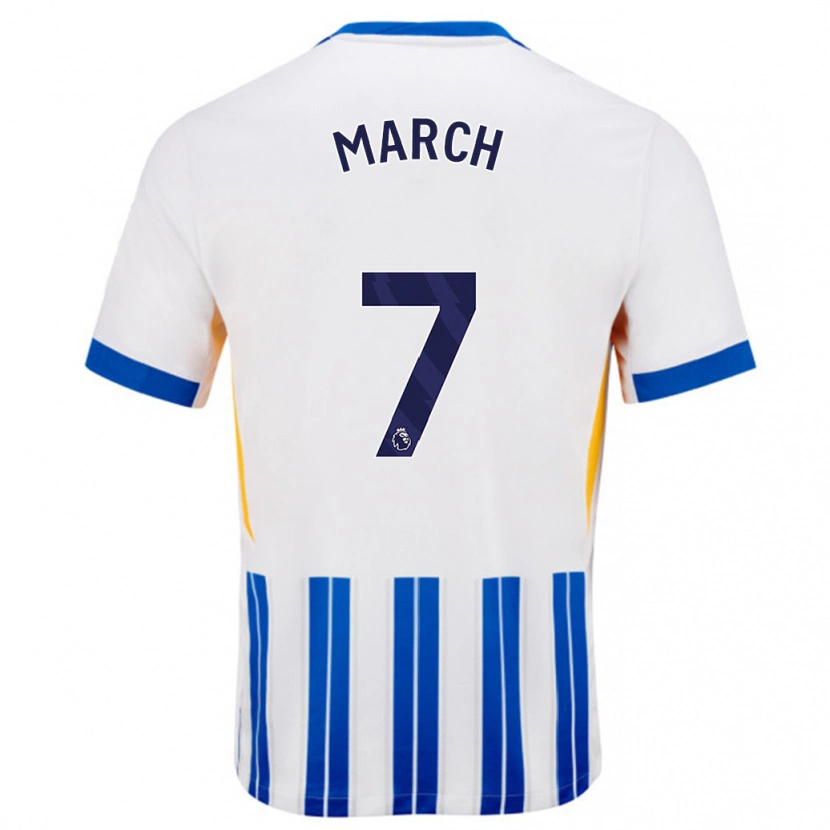 Danxen Kvinder Solly March #7 Hvide Blå Nålestriber Hjemmebane Spillertrøjer 2024/25 Trøje T-Shirt