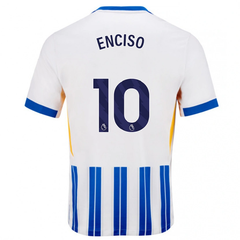Danxen Kvinder Julio Enciso #10 Hvide Blå Nålestriber Hjemmebane Spillertrøjer 2024/25 Trøje T-Shirt