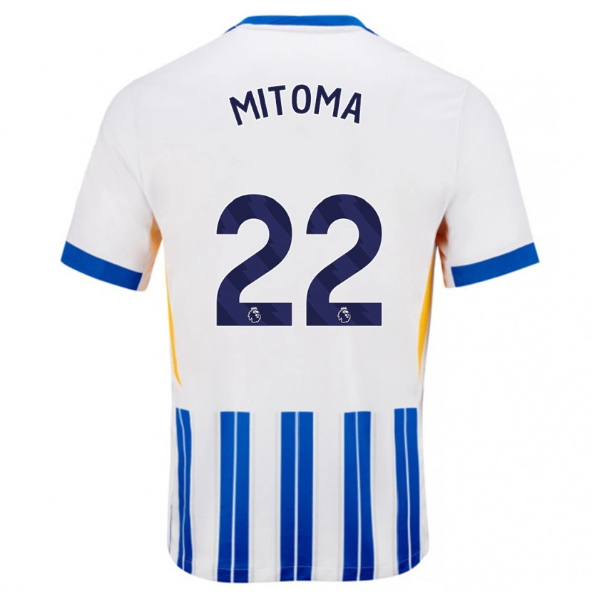 Danxen Kvinder Kaoru Mitoma #22 Hvide Blå Nålestriber Hjemmebane Spillertrøjer 2024/25 Trøje T-Shirt