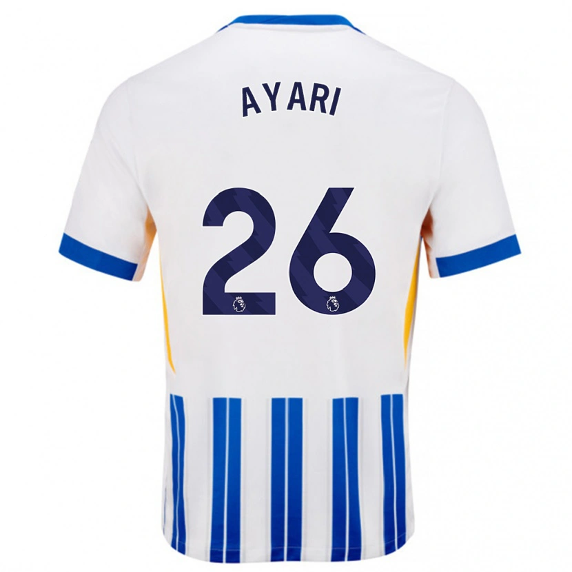 Danxen Kvinder Yasin Ayari #26 Hvide Blå Nålestriber Hjemmebane Spillertrøjer 2024/25 Trøje T-Shirt