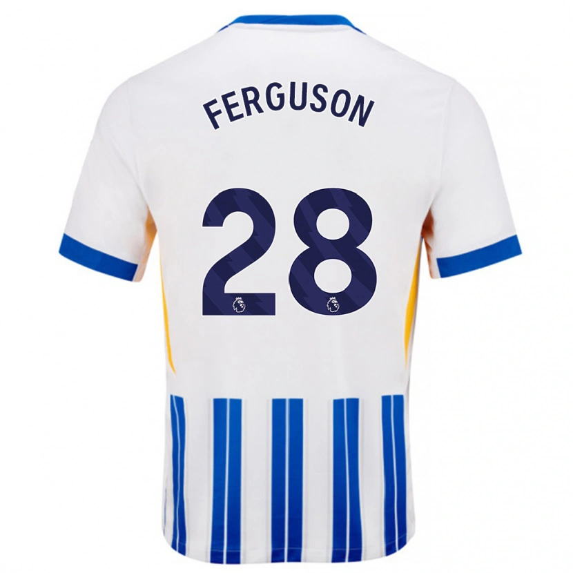 Danxen Kvinder Evan Ferguson #28 Hvide Blå Nålestriber Hjemmebane Spillertrøjer 2024/25 Trøje T-Shirt