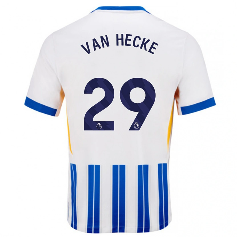 Danxen Kvinder Jan Paul Van Hecke #29 Hvide Blå Nålestriber Hjemmebane Spillertrøjer 2024/25 Trøje T-Shirt