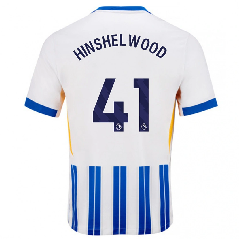 Danxen Kvinder Jack Hinshelwood #41 Hvide Blå Nålestriber Hjemmebane Spillertrøjer 2024/25 Trøje T-Shirt