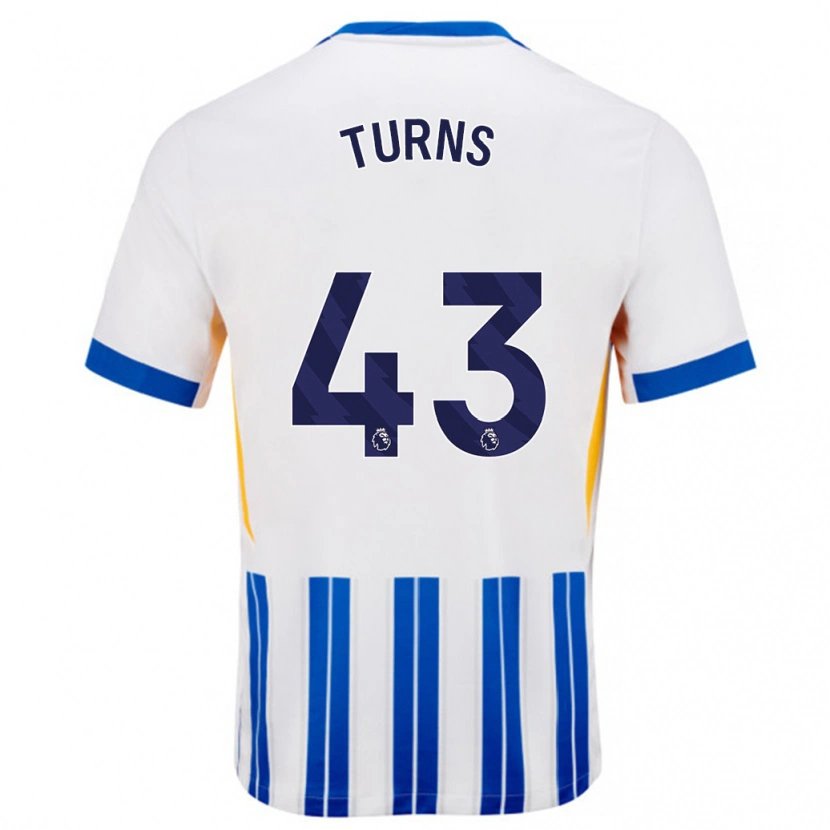 Danxen Kvinder Ed Turns #43 Hvide Blå Nålestriber Hjemmebane Spillertrøjer 2024/25 Trøje T-Shirt