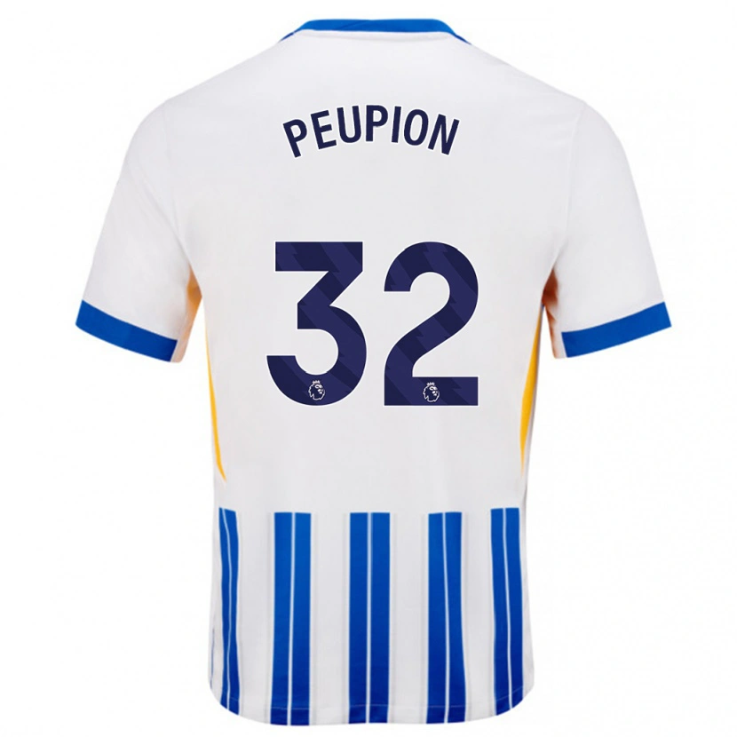 Danxen Kvinder Cameron Peupion #32 Hvide Blå Nålestriber Hjemmebane Spillertrøjer 2024/25 Trøje T-Shirt