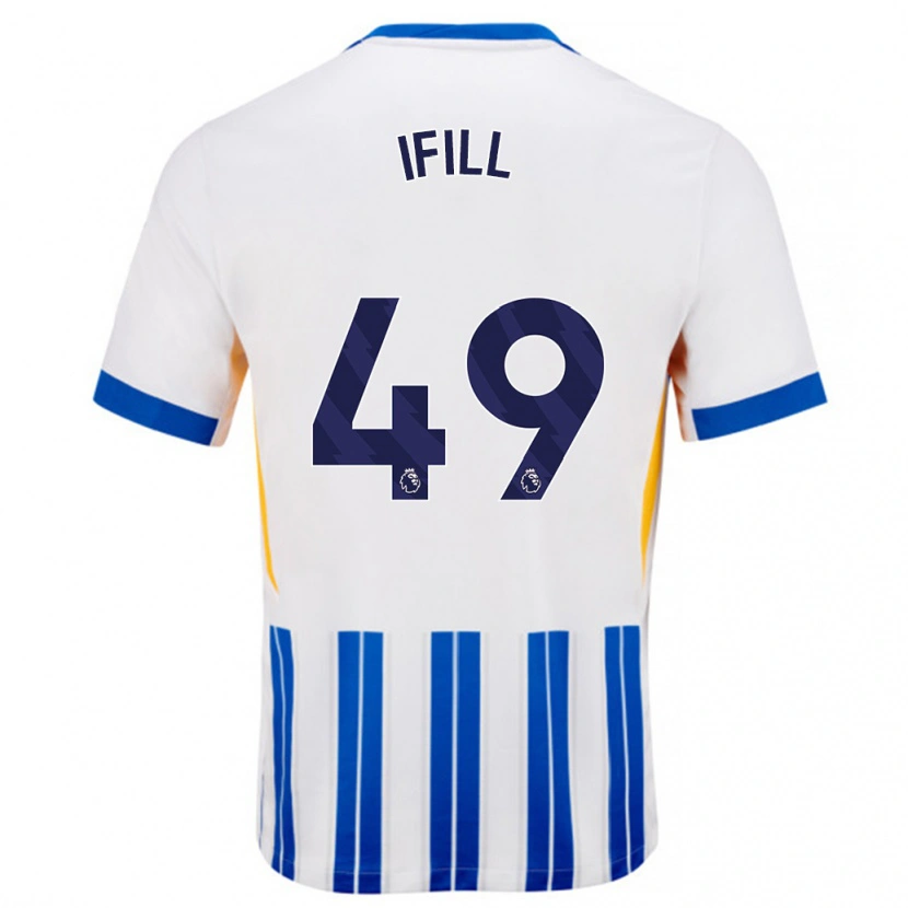 Danxen Kvinder Marcus Ifill #49 Hvide Blå Nålestriber Hjemmebane Spillertrøjer 2024/25 Trøje T-Shirt