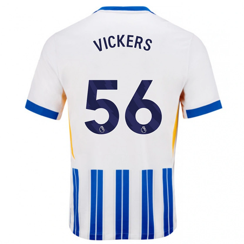Danxen Kvinder Caylan Vickers #56 Hvide Blå Nålestriber Hjemmebane Spillertrøjer 2024/25 Trøje T-Shirt