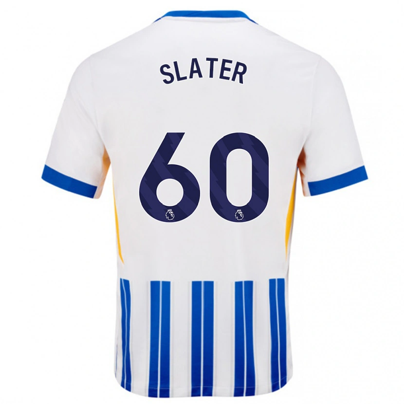 Danxen Kvinder Jacob Slater #60 Hvide Blå Nålestriber Hjemmebane Spillertrøjer 2024/25 Trøje T-Shirt