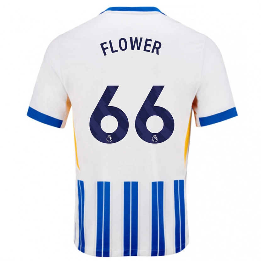 Danxen Kvinder Louis Flower #66 Hvide Blå Nålestriber Hjemmebane Spillertrøjer 2024/25 Trøje T-Shirt