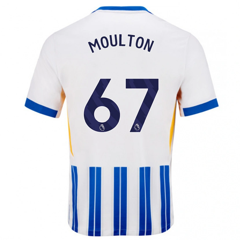 Danxen Kvinder Remiero Moulton #67 Hvide Blå Nålestriber Hjemmebane Spillertrøjer 2024/25 Trøje T-Shirt
