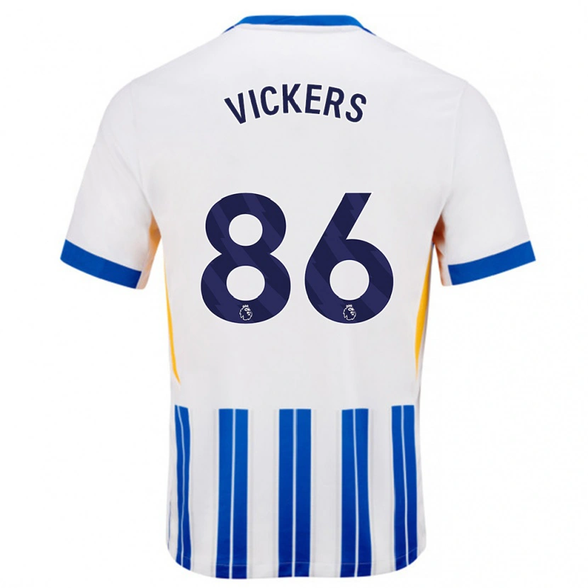 Danxen Kvinder Jacob Vickers #86 Hvide Blå Nålestriber Hjemmebane Spillertrøjer 2024/25 Trøje T-Shirt