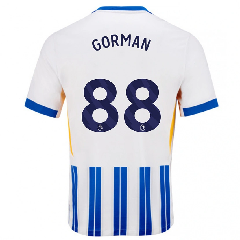 Danxen Kvinder Ronnie Gorman #88 Hvide Blå Nålestriber Hjemmebane Spillertrøjer 2024/25 Trøje T-Shirt