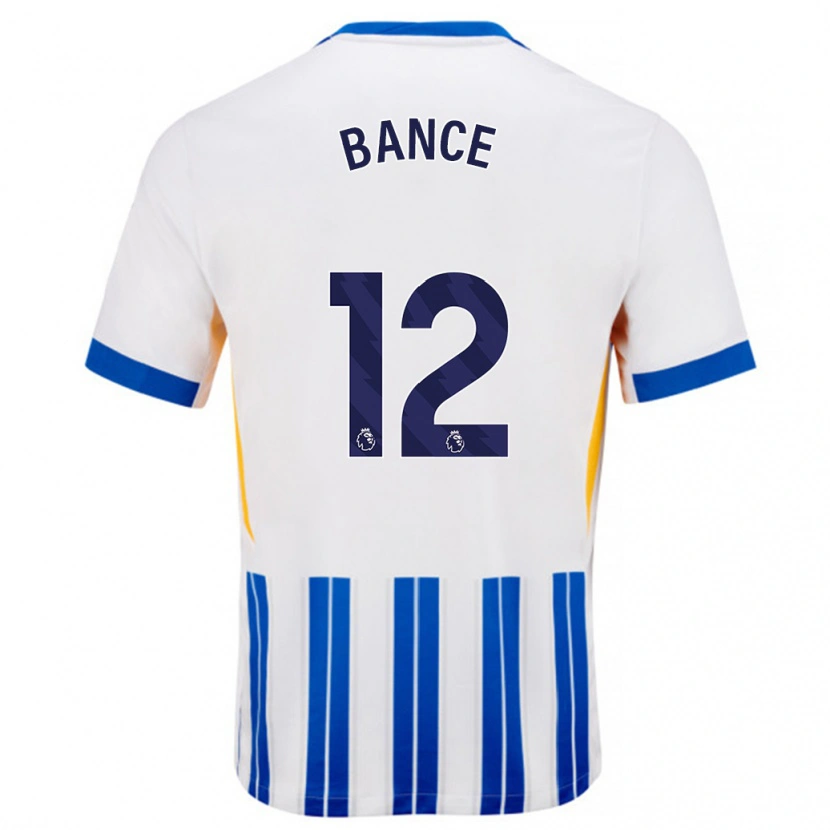 Danxen Kvinder Libby Bance #12 Hvide Blå Nålestriber Hjemmebane Spillertrøjer 2024/25 Trøje T-Shirt