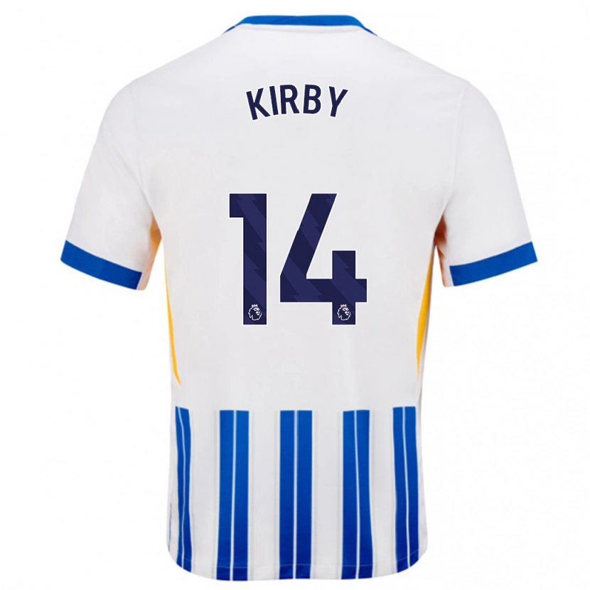 Danxen Kvinder Fran Kirby #14 Hvide Blå Nålestriber Hjemmebane Spillertrøjer 2024/25 Trøje T-Shirt