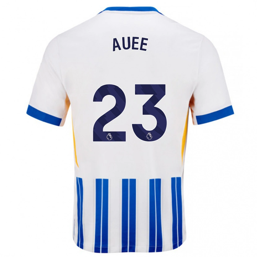 Danxen Kvinder Marit Auée #23 Hvide Blå Nålestriber Hjemmebane Spillertrøjer 2024/25 Trøje T-Shirt