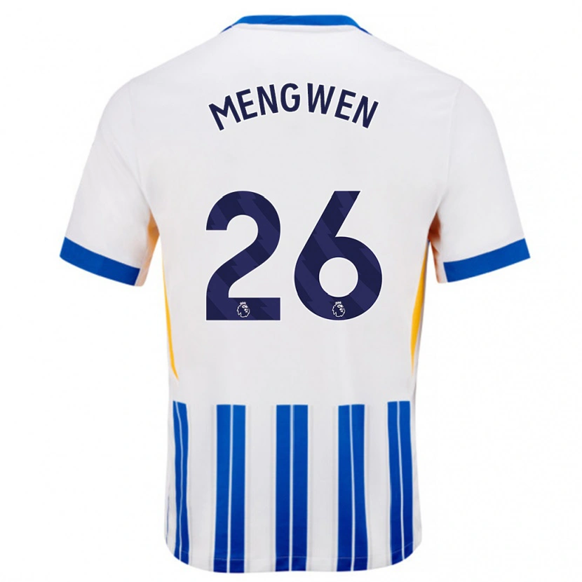 Danxen Kvinder Li Mengwen #26 Hvide Blå Nålestriber Hjemmebane Spillertrøjer 2024/25 Trøje T-Shirt