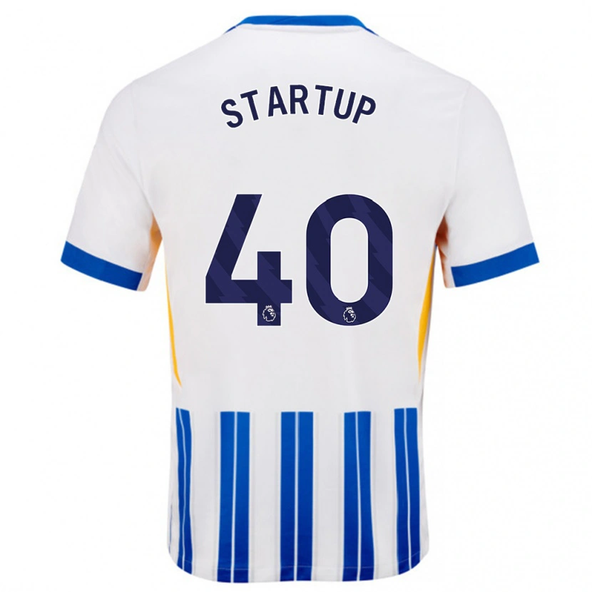 Danxen Kvinder Katie Startup #40 Hvide Blå Nålestriber Hjemmebane Spillertrøjer 2024/25 Trøje T-Shirt