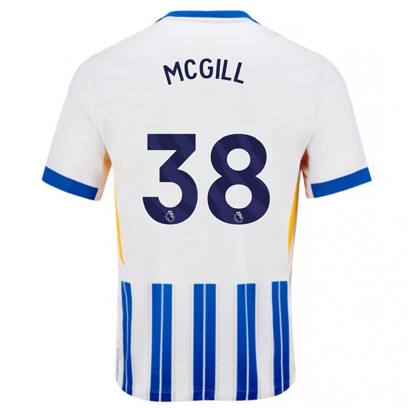 Danxen Kvinder Tom Mcgill #38 Hvide Blå Nålestriber Hjemmebane Spillertrøjer 2024/25 Trøje T-Shirt