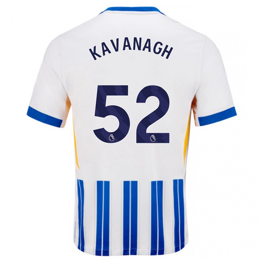 Danxen Kvinder Leigh Kavanagh #52 Hvide Blå Nålestriber Hjemmebane Spillertrøjer 2024/25 Trøje T-Shirt