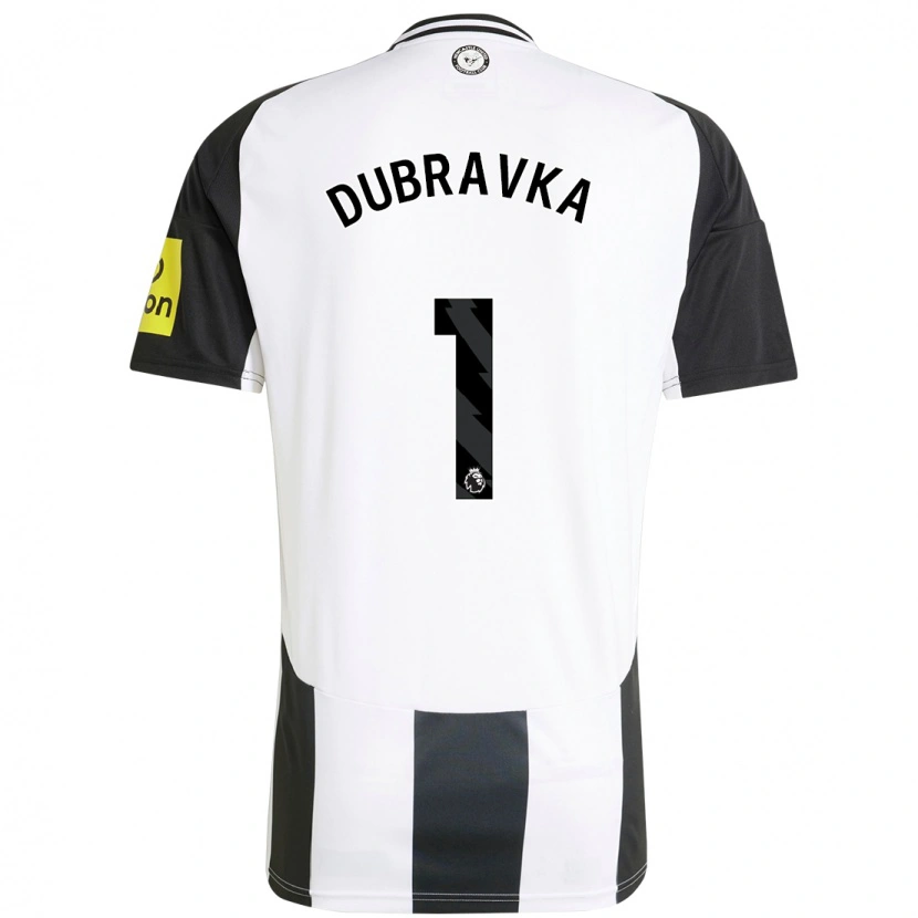 Danxen Kvinder Martin Dúbravka #1 Hvid Sort Hjemmebane Spillertrøjer 2024/25 Trøje T-Shirt