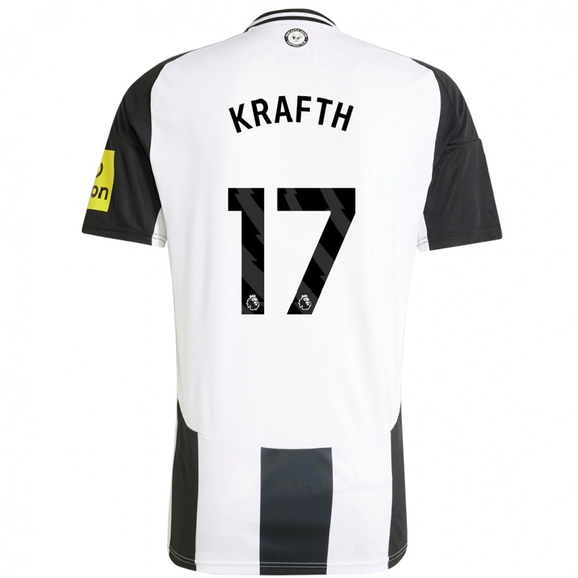 Danxen Kvinder Emil Krafth #17 Hvid Sort Hjemmebane Spillertrøjer 2024/25 Trøje T-Shirt