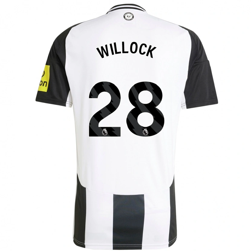 Danxen Kvinder Joe Willock #28 Hvid Sort Hjemmebane Spillertrøjer 2024/25 Trøje T-Shirt