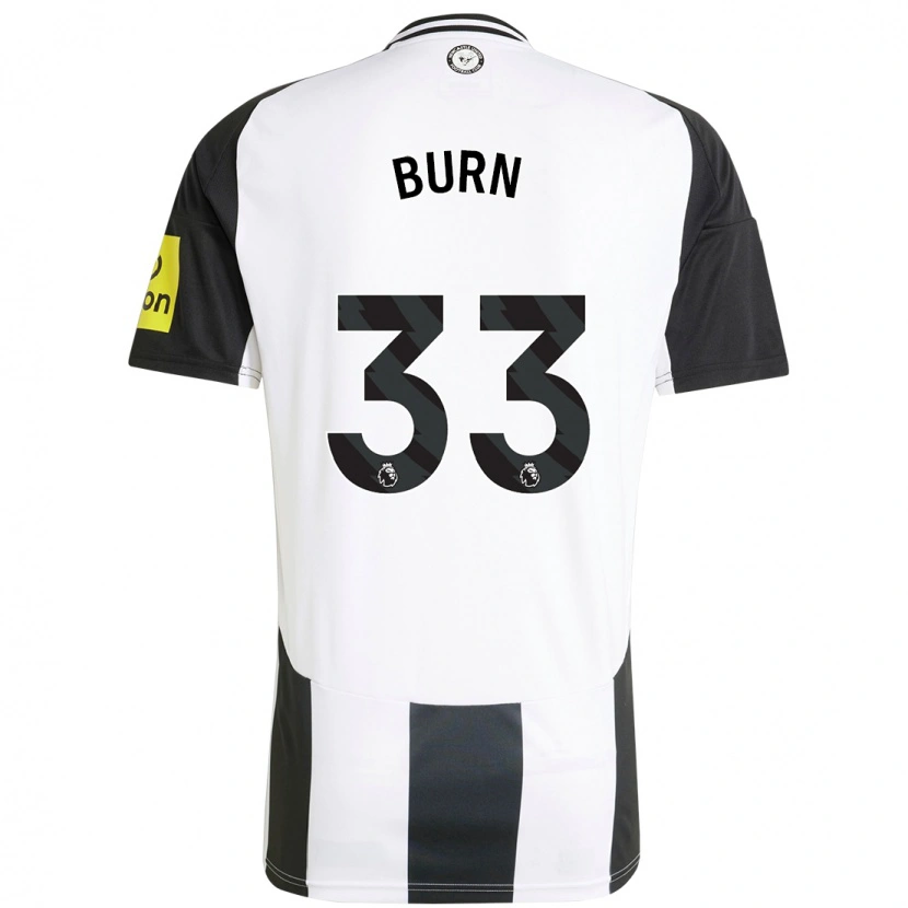 Danxen Kvinder Dan Burn #33 Hvid Sort Hjemmebane Spillertrøjer 2024/25 Trøje T-Shirt