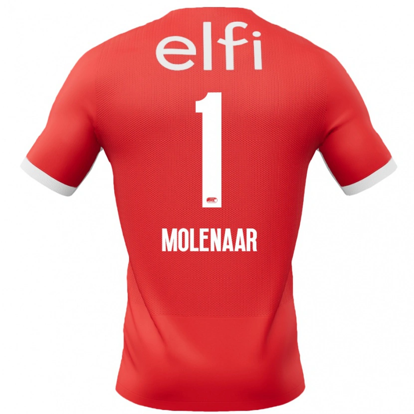 Danxen Kvinder Finn Molenaar #1 Rød Hvid Hjemmebane Spillertrøjer 2024/25 Trøje T-Shirt