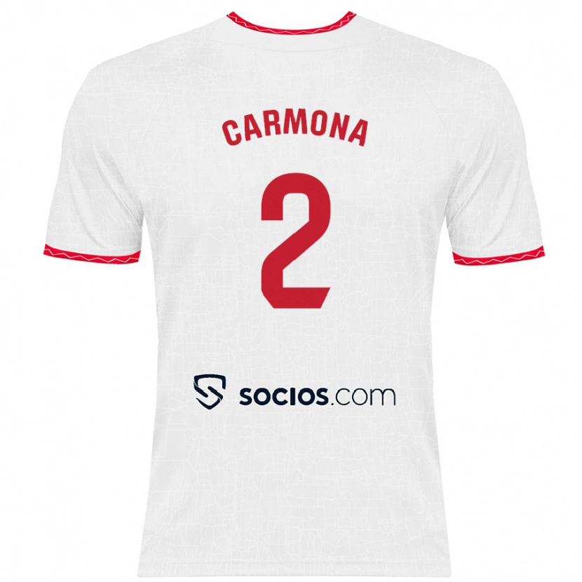 Danxen Kvinder José Ángel Carmona #2 Hvid Rød Hjemmebane Spillertrøjer 2024/25 Trøje T-Shirt
