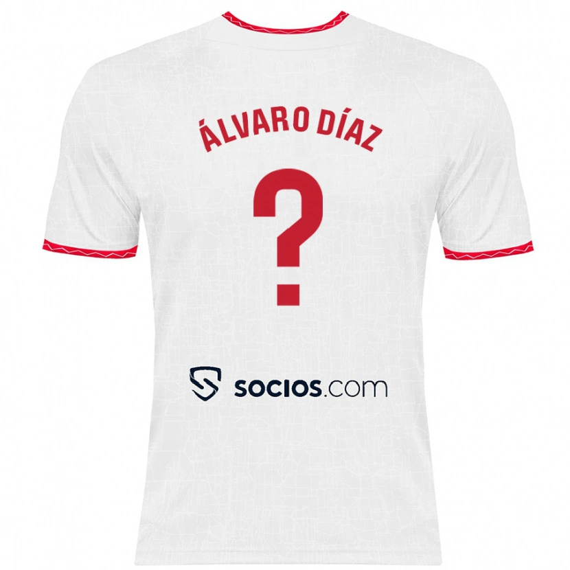 Danxen Kvinder Álvaro Díaz #0 Hvid Rød Hjemmebane Spillertrøjer 2024/25 Trøje T-Shirt