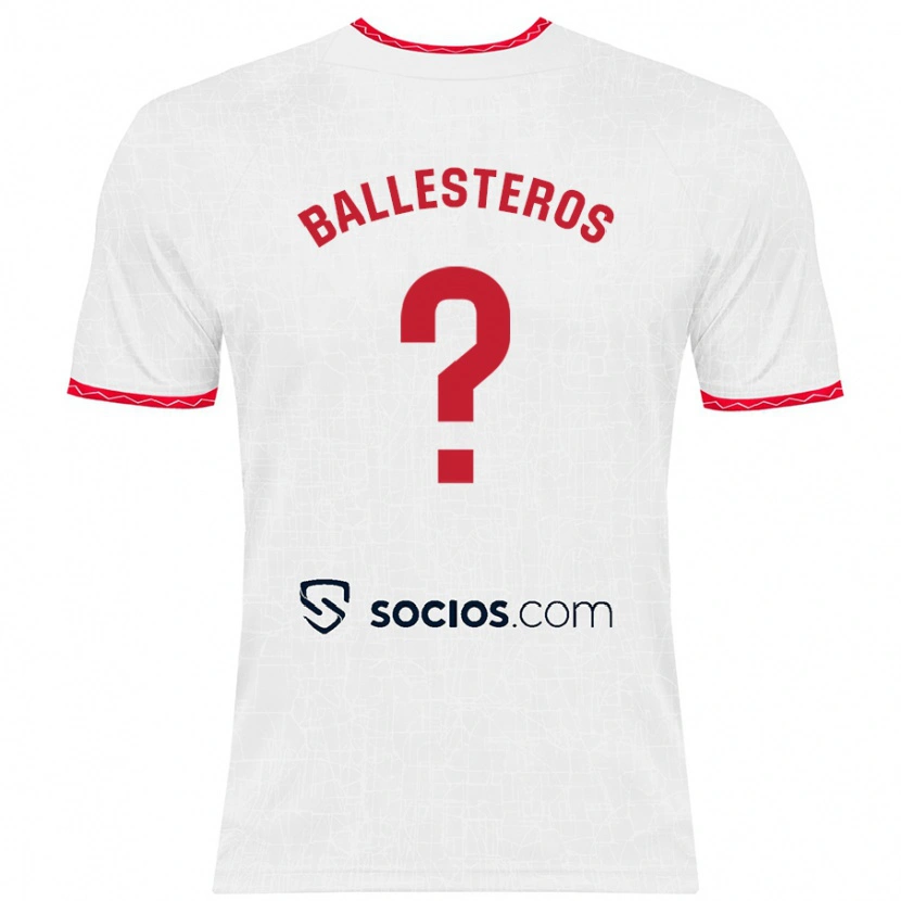 Danxen Kvinder Gonzalo Ballesteros #0 Hvid Rød Hjemmebane Spillertrøjer 2024/25 Trøje T-Shirt