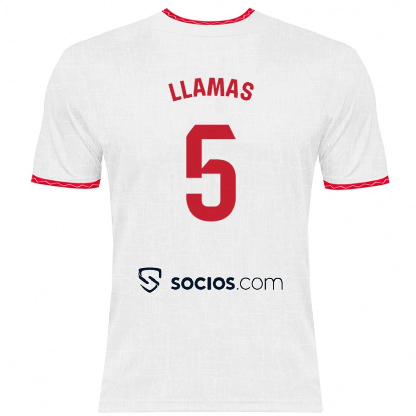 Danxen Kvinder Eva Llamas #5 Hvid Rød Hjemmebane Spillertrøjer 2024/25 Trøje T-Shirt