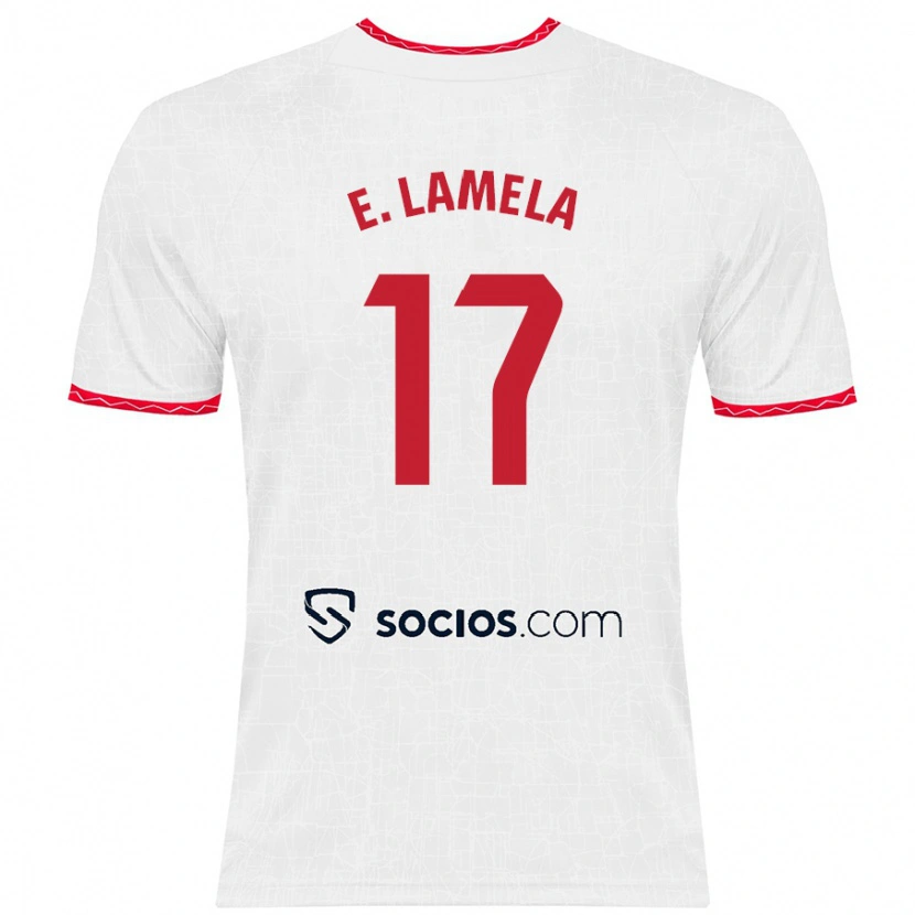 Danxen Kvinder Erik Lamela #17 Hvid Rød Hjemmebane Spillertrøjer 2024/25 Trøje T-Shirt
