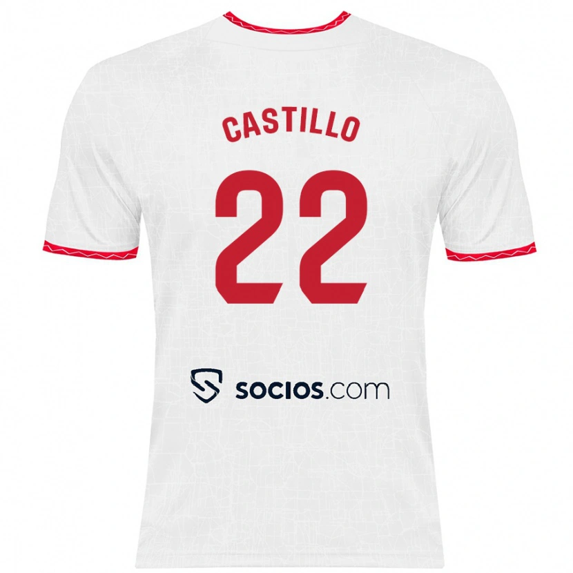 Danxen Kvinder José Castillo #22 Hvid Rød Hjemmebane Spillertrøjer 2024/25 Trøje T-Shirt