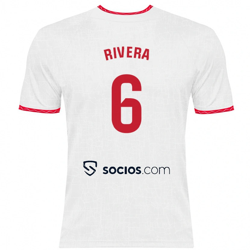 Danxen Kvinder Pablo Rivera #6 Hvid Rød Hjemmebane Spillertrøjer 2024/25 Trøje T-Shirt