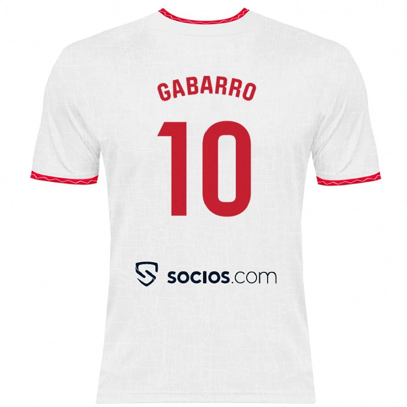 Danxen Kvinder María Inmaculada Gabarro Romero #10 Hvid Rød Hjemmebane Spillertrøjer 2024/25 Trøje T-Shirt