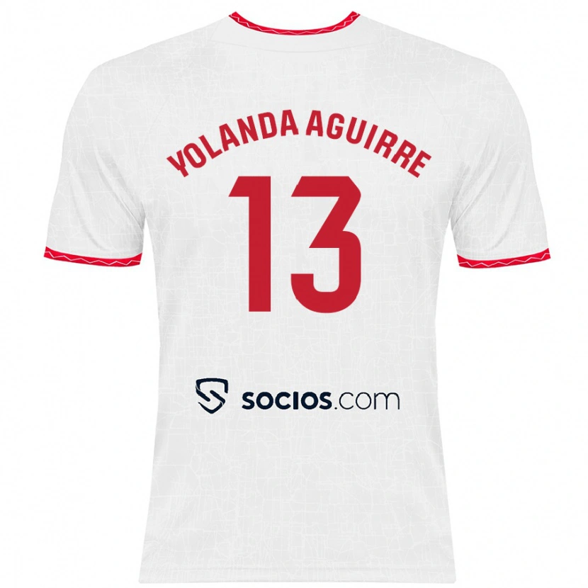 Danxen Kvinder Yolanda Aguirre Gutiérrez #13 Hvid Rød Hjemmebane Spillertrøjer 2024/25 Trøje T-Shirt