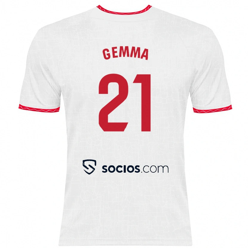 Danxen Kvinder Gemma Gili Giner #21 Hvid Rød Hjemmebane Spillertrøjer 2024/25 Trøje T-Shirt